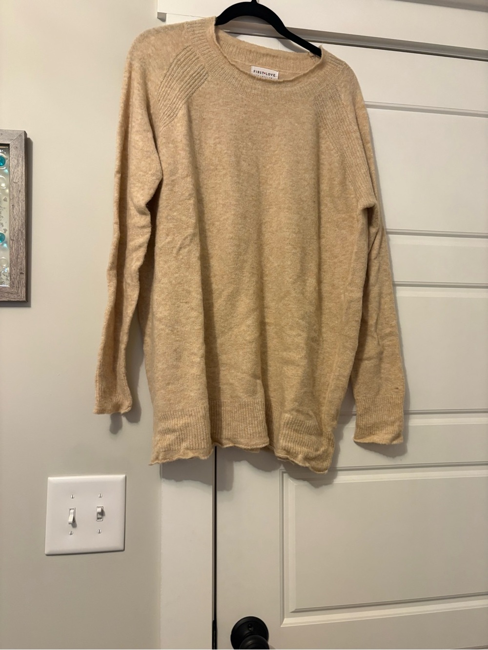 First Love Women's Beige Cowlneck Sweater